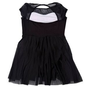 Phineein Girls Black Tulle Mesh Dress Cap Sleeve Rhinestone Open Back Size 14
